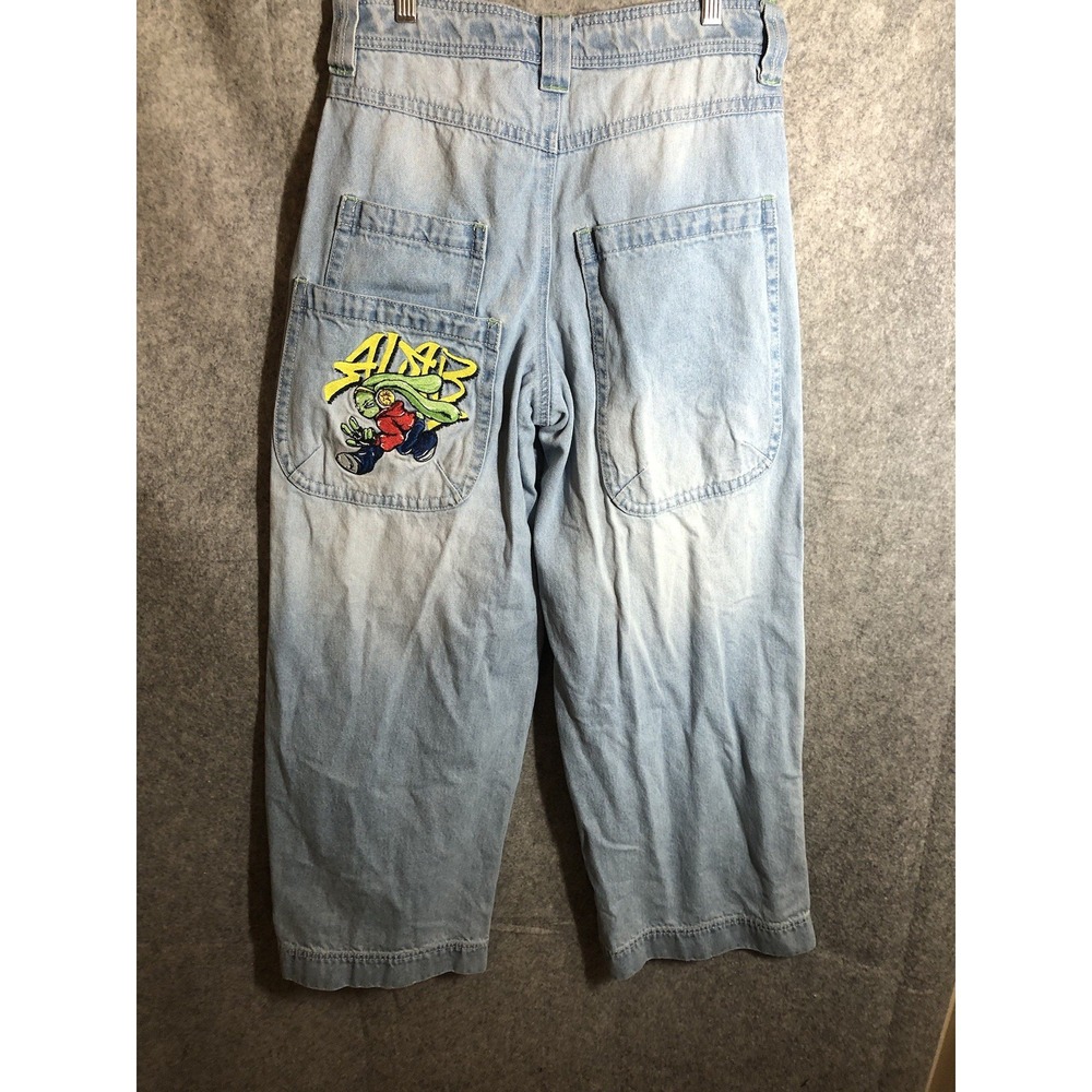 Alab Jeans Mens 30 Blue Denim Relaxed Wide Leg Baggy Streetwear Y2K Mega Rave